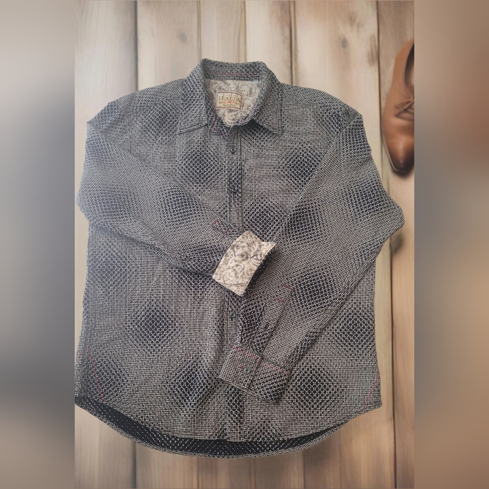 Vintage Italia Long Sleeve Dress Shirt Contrast Cuff Size L